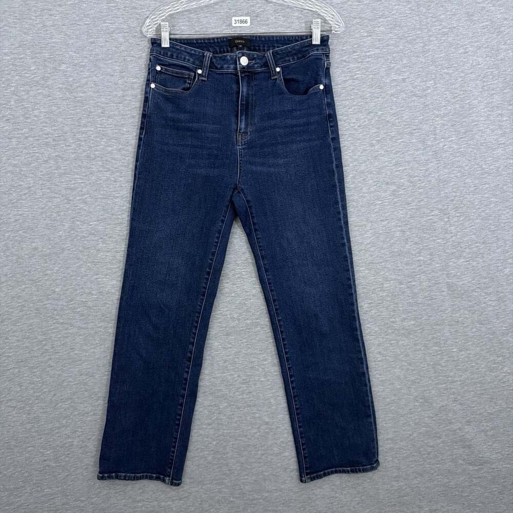 Quince Womens 30 Dark Wash Stretch High Rise Straight Jeans 28 Inseam
